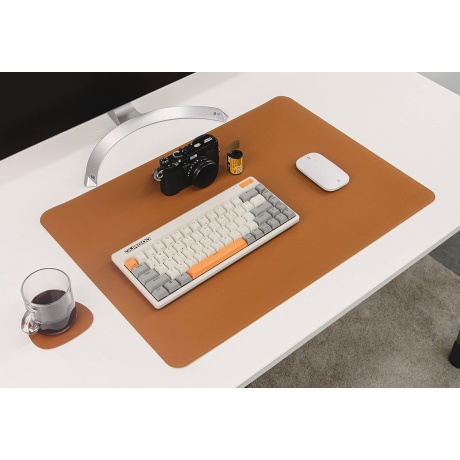 Kahepoolne nahast kirjutusalus ja hiirematt (17"x24", pruun/tumepruun)