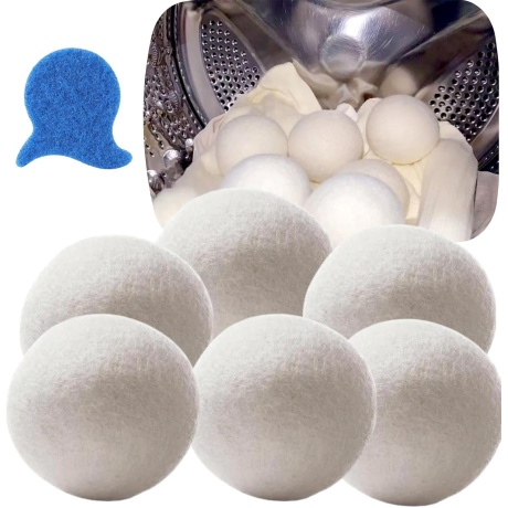 Kuivatuspallid 6 tk 5 cm, Antistaatilised Kuivatuspallid Sulejopedele ja Pesule, Loomakarvade Eemaldajaga